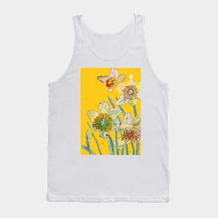 Abstract Yellow Daffodil Watercolor on Yellow Tank Top